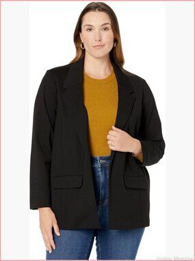 Plus Size Boyfriend Blazer with Princess Darts Stretch Ponte